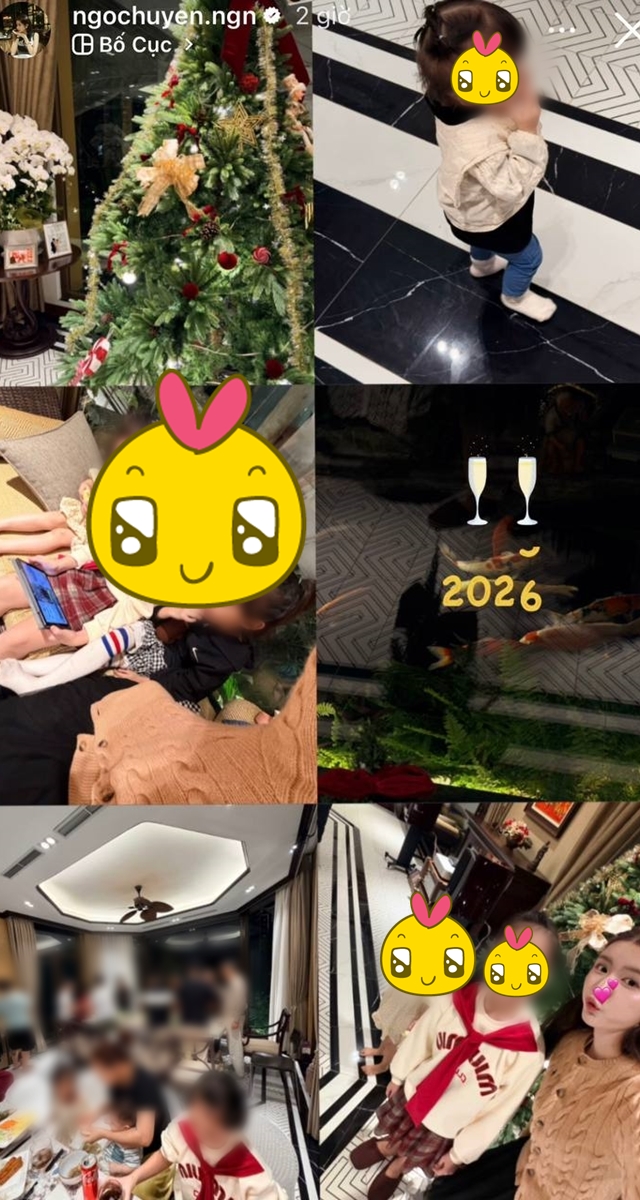Ngọc Huyền khoe khoảnh khắc đón giao thừa bên gia đình. Có thể thấy trong khoảng 1 năm vừa qua, sau khi kết hôn, nữ diễn viên dành nhiều thời gian để vun vén cho tổ ấm nhỏ hơn. 