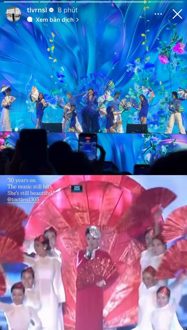 Touliver đăng tải story về Tóc Tiên (ảnh: chụp màn hình)