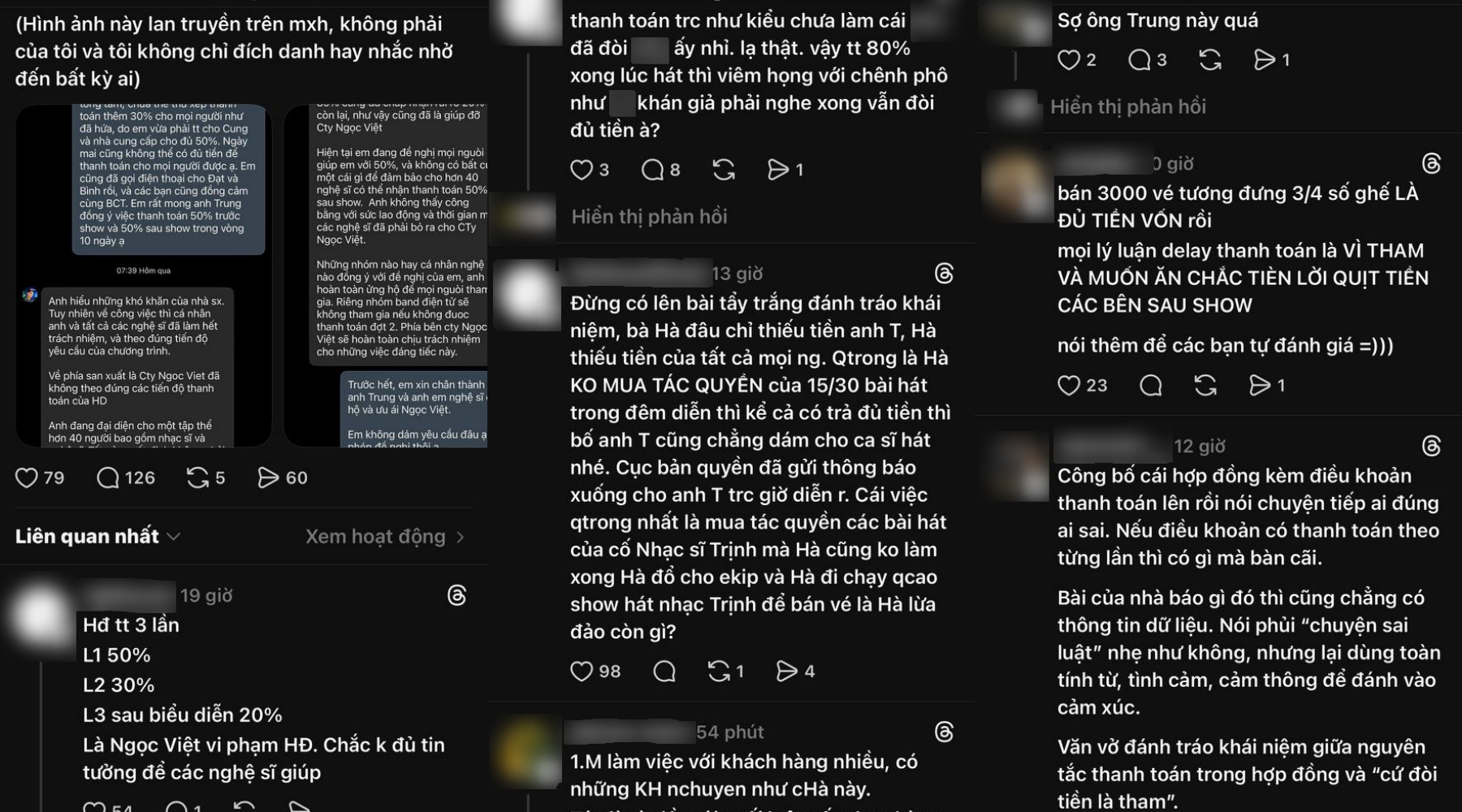 Cả loạt bài đăng chia sẻ hình ảnh tin nhắn bị rò rỉ, đồng thời kéo theo tranh cãi trái chiều (ảnh: cap màn hình)