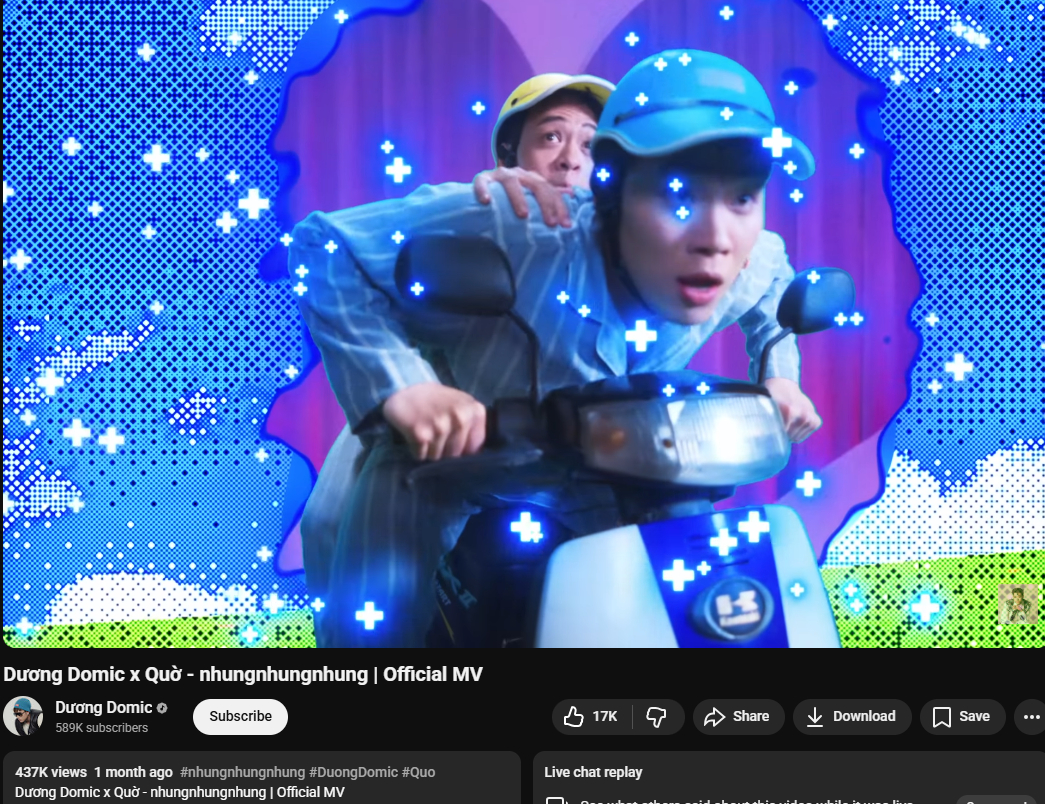 Lượt xem khiêm tốn của ca khúc nhungnhungnhung được Dương Domic phát hành sau scandal tình ái (ảnh cap màn hình)