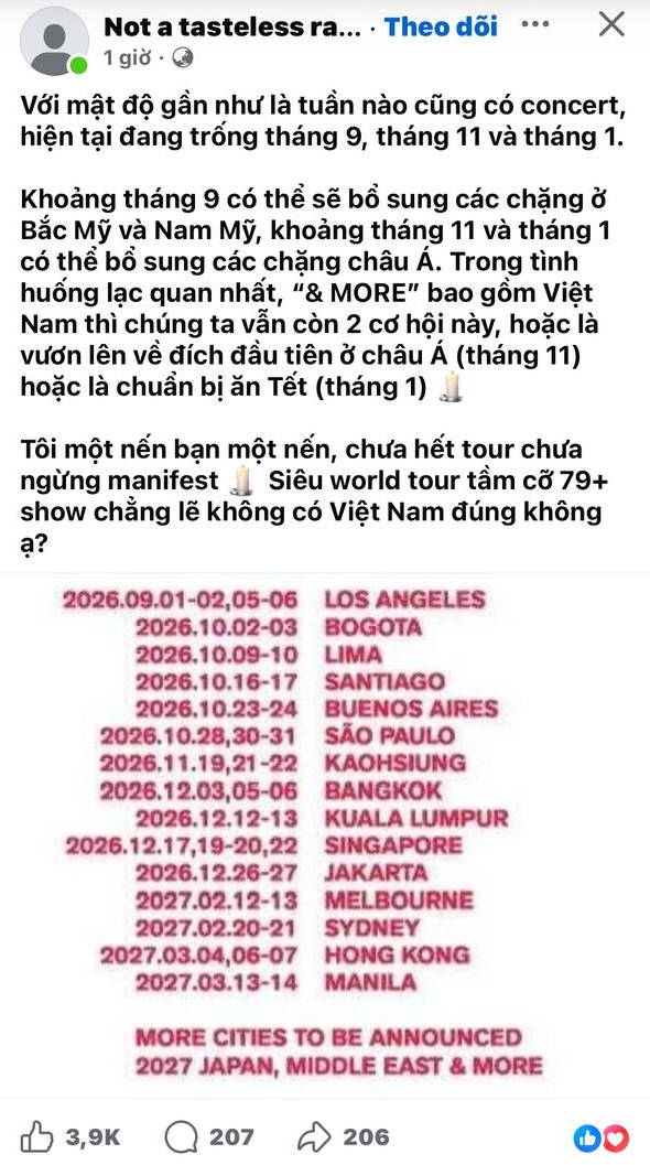 Người hâm mộ phân tích khả năng Việt Nam được xướng tên trong World Tour của BTS (ảnh chụp màn hình)