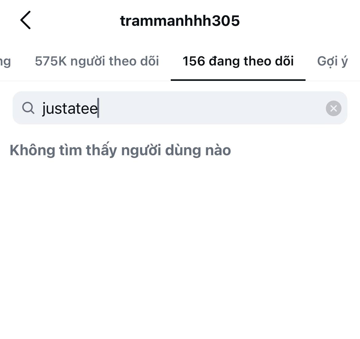 Trâm Anh không theo dõi tài khoản MXH của JustaTee (Ảnh: Instagram nhân vật)