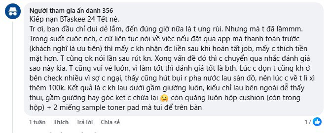 Lên bTaskee book dọn nhà nhưng làm ẩu, đến 3 tiếng toilet dơ y nguyên, thậm chí chẳng ai nhận việc: Đại diện thương hiệu nói gì?