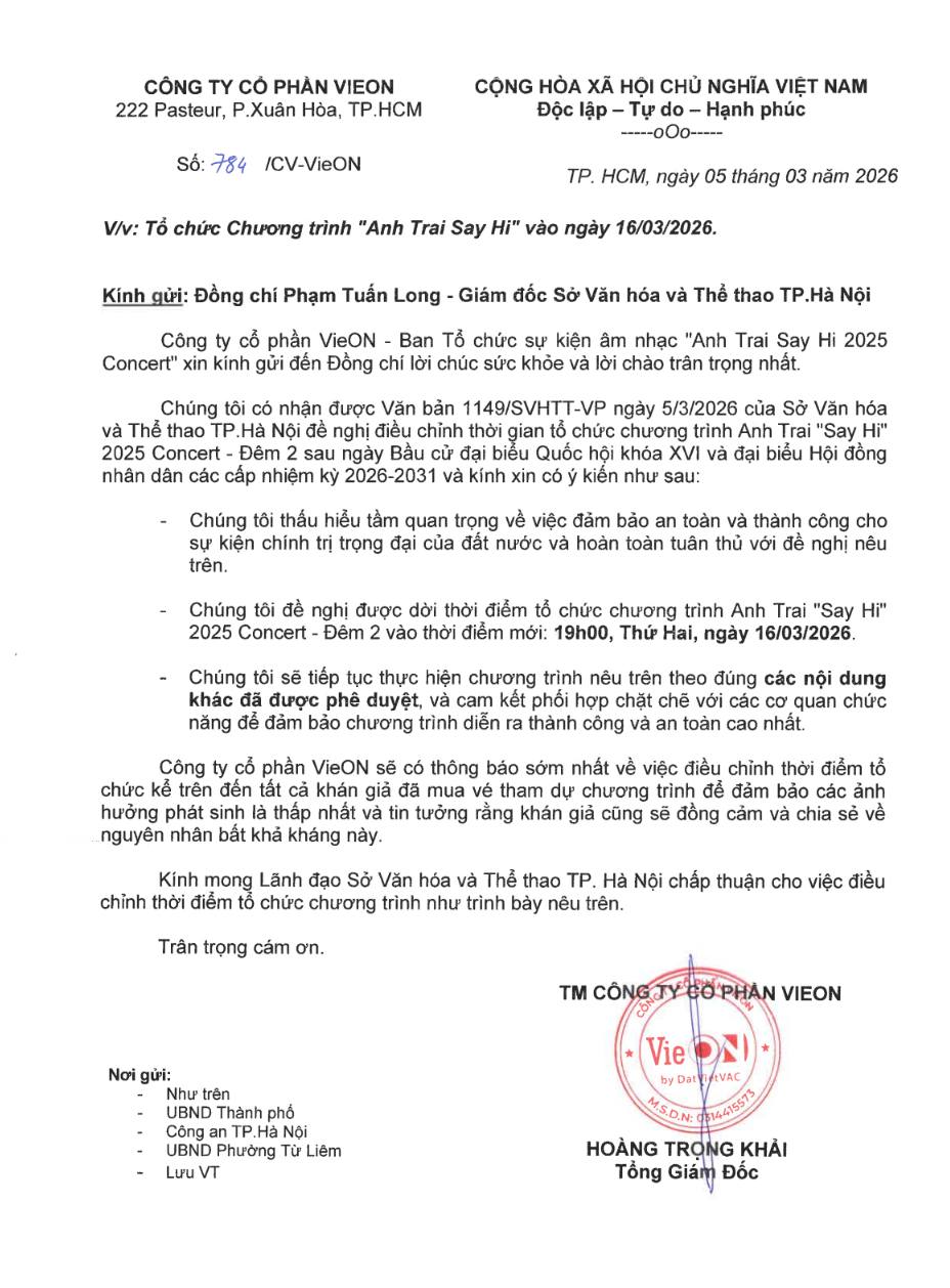 Concert Anh Trai Say Hi ở Mỹ Đình dời lịch tổ chức