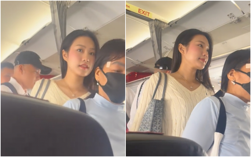 Doãn Hải My được bắt gặp trong một chuyến bay cùng chồng và con (Ảnh chụp màn hình/ @huysms29)