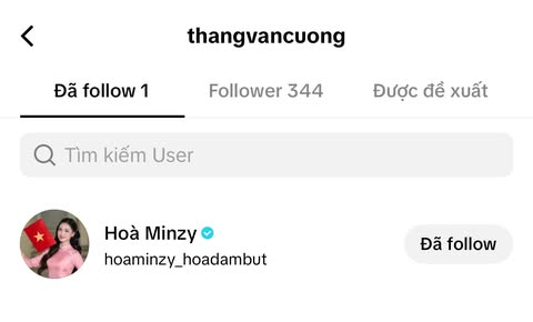 Văn Cương chỉ follow mình Hòa Minzy