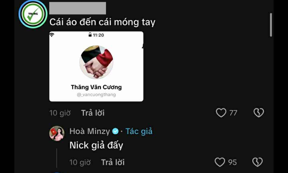 Hòa Minzy giải thích khi có người share ảnh account giả mạo Văn Cương