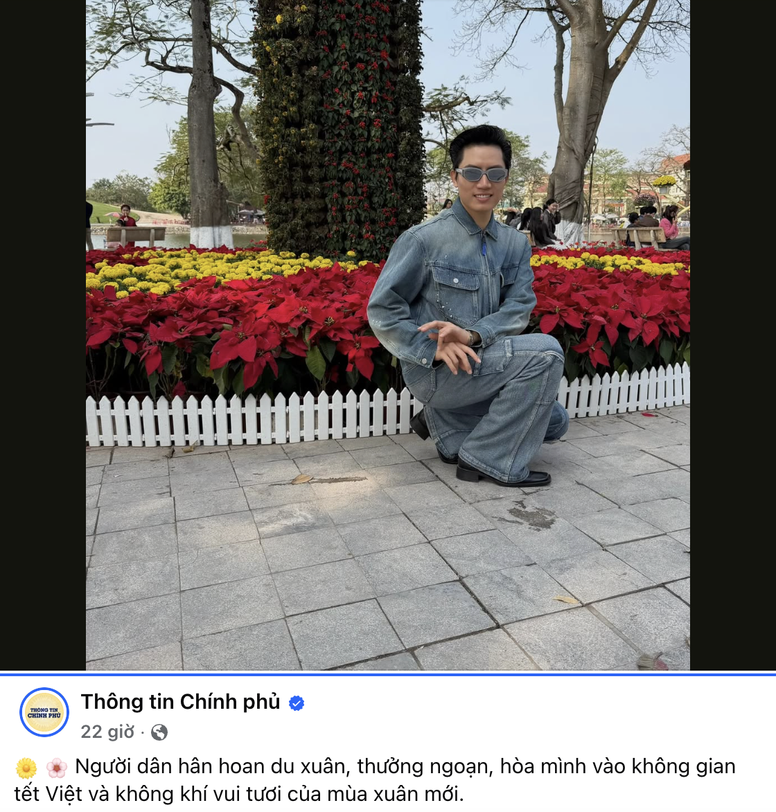 Anh Tú chơi xuân viral trang Thông tin Chính phủ (ảnh cap màn hình)