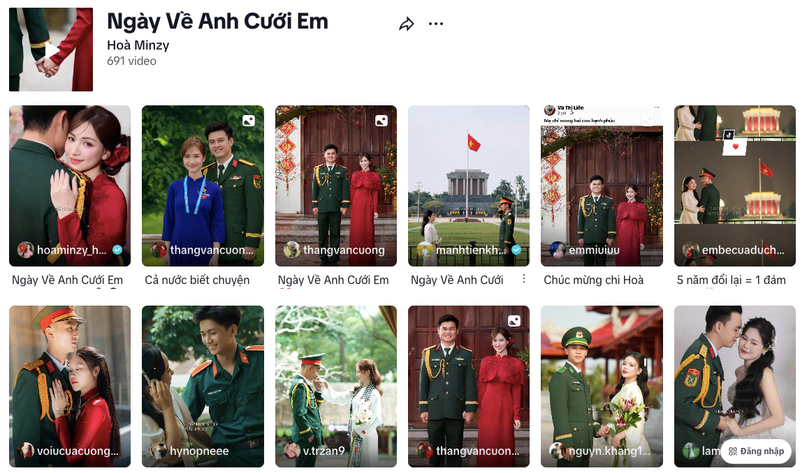 Chỉ trong thời gian ngắn, phần âm thanh gốc đã thu về hơn 600 lượt sử dụng và tiếp tục được cộng đồng mạng đăng tải lại với nhiều phiên bản khác nhau, tạo thành một trào lưu đúng vào thời điểm cả nước ra quân