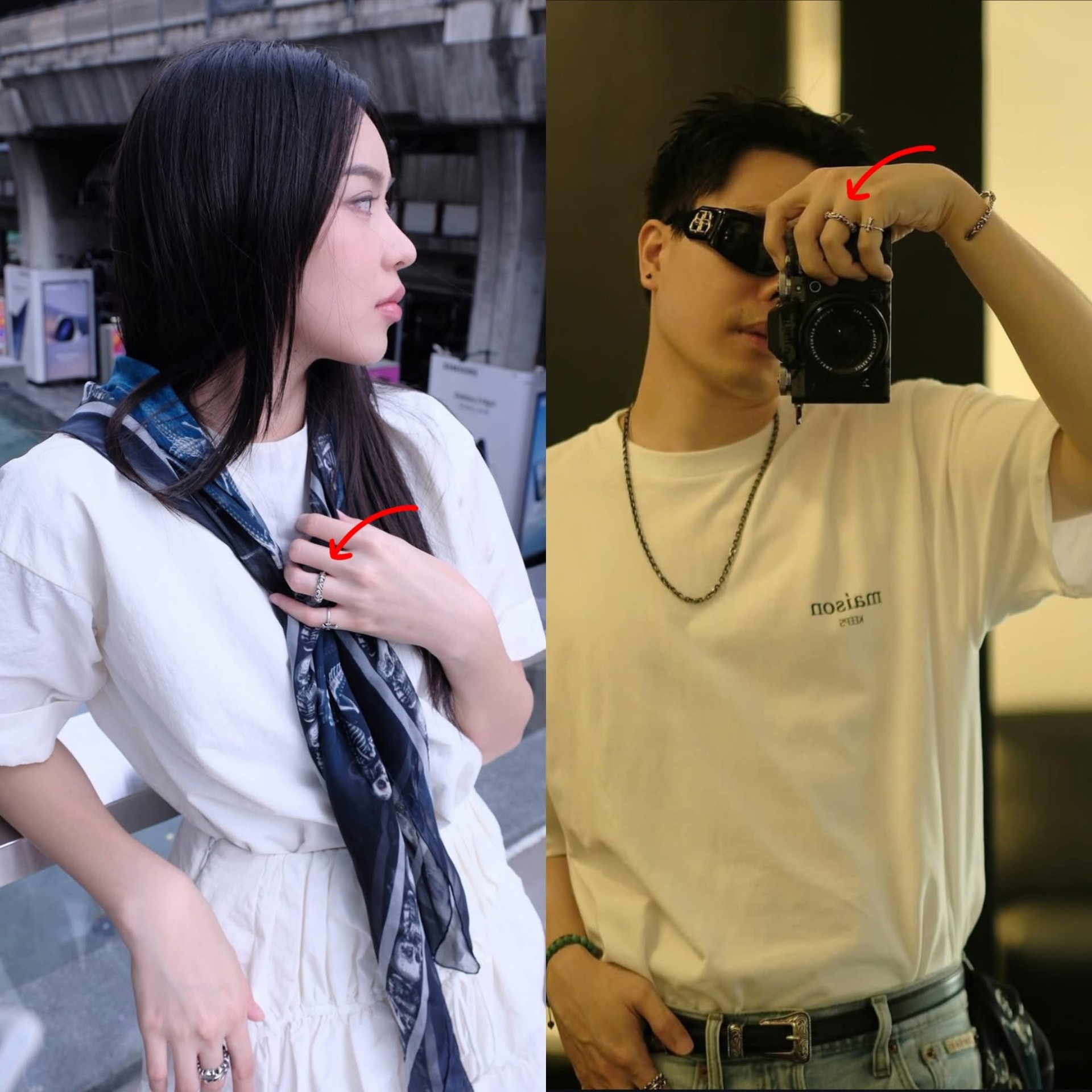 Cả hai có nhiều món đồ y hết nhau như khăn trùm, nhẫn cho đến máy ảnh