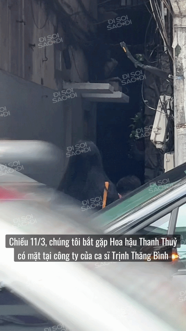 Thanh Thuỷ ngồi xe của Trịnh Thăng Bình đến công ty của nam ca sĩ