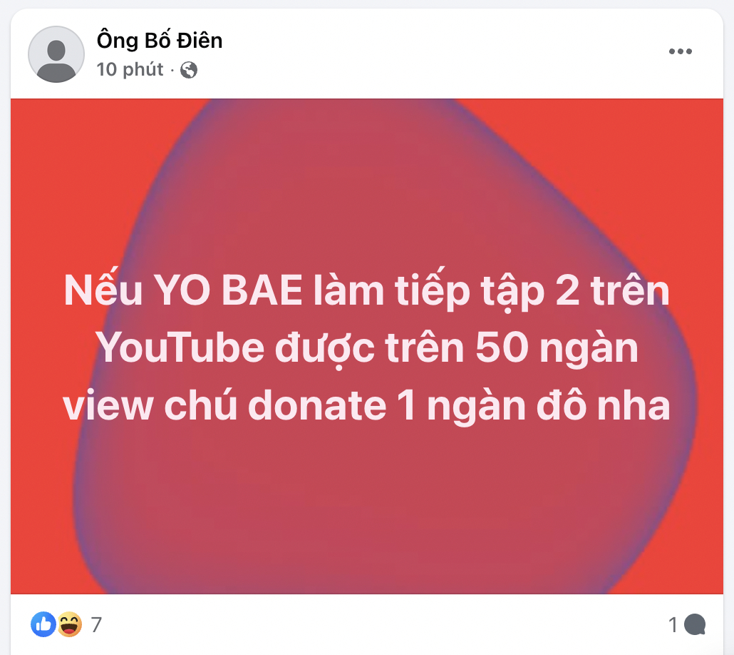 Ngoài voucher, Ông Bố Điên còn treo thưởng 1.000 USD (hơn 26 triệu đồng) cho Yo Bae