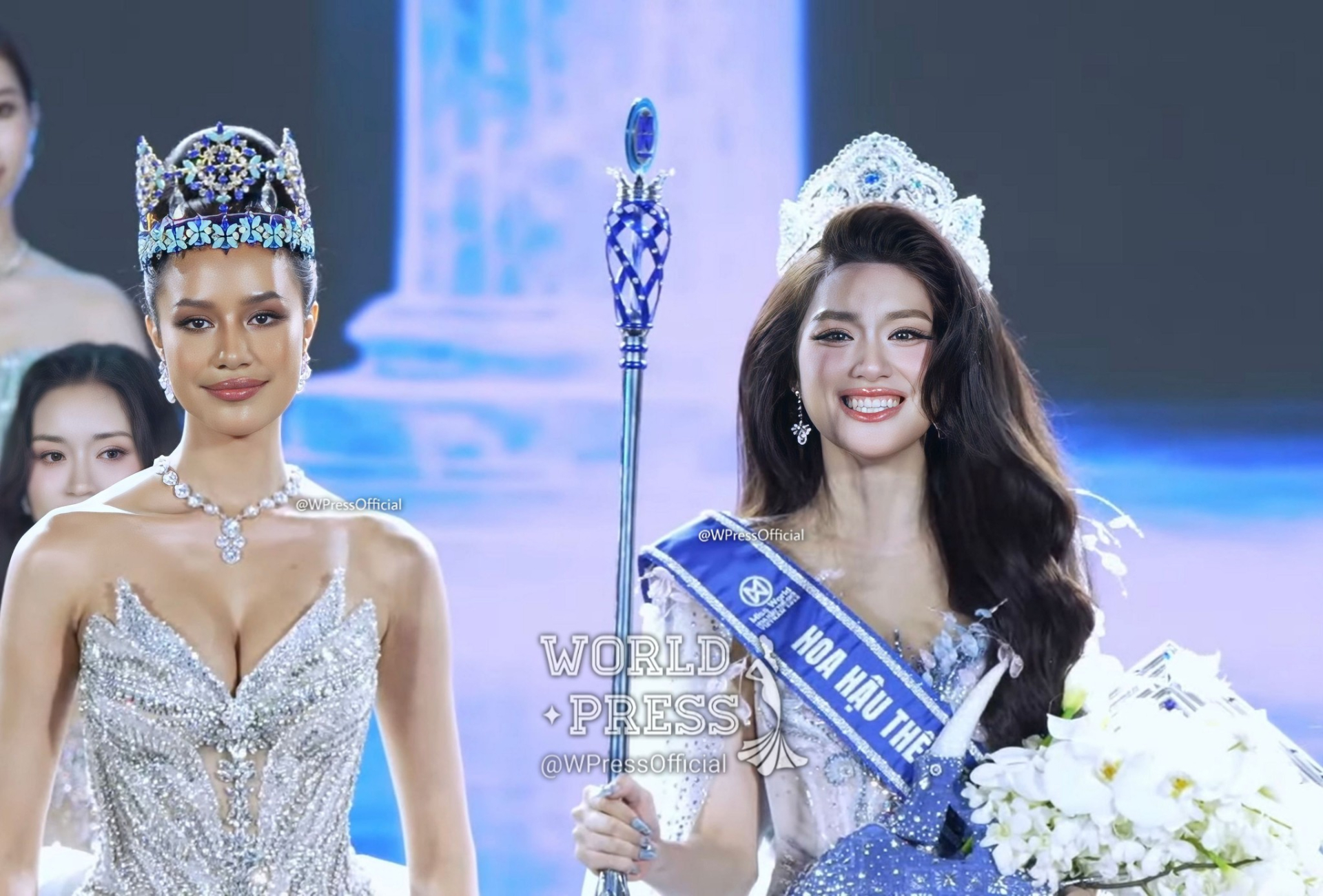 Phương Oanh chung khung hình với đương kim Miss World Opal Suchata Chuangsri