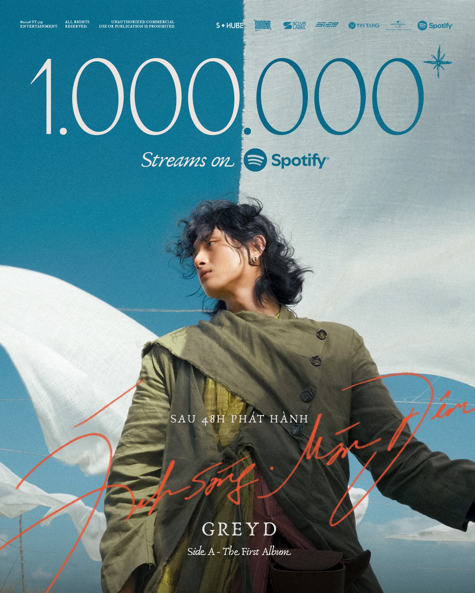 7 tracks trong side A đã vượt mốc 1 triệu streams trên Spotify