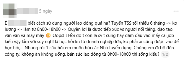 Một bài đăng trên Threads khiến câu chuyện thực tập sinh không lương được nhiều người tranh luận