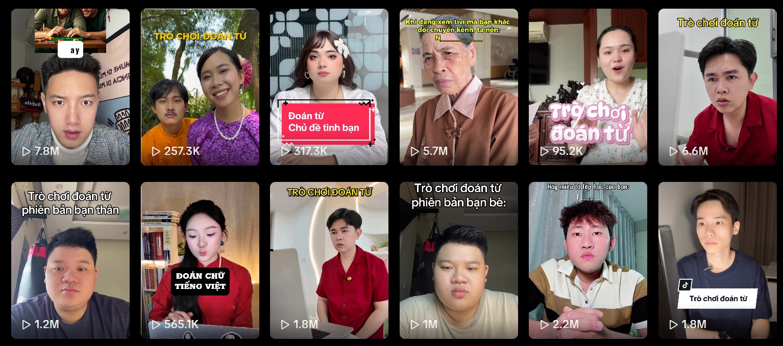 Trend Trò chơi đoán từ đang viral khắp MXH. Ảnh chụp màn hình.