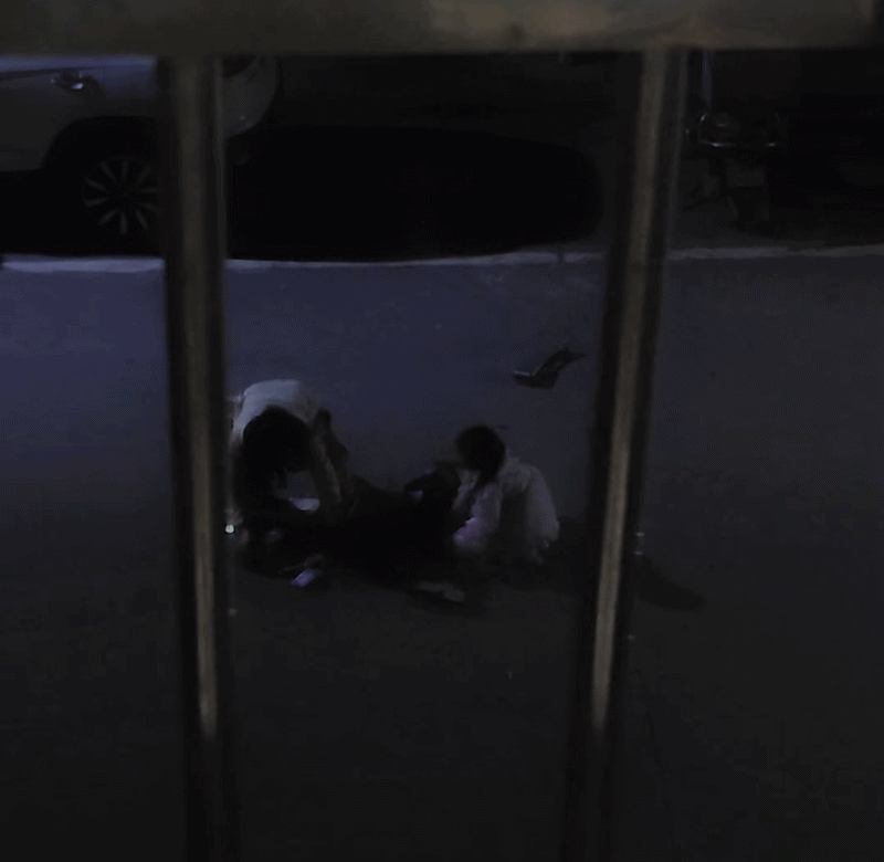 Người mẹ sau đó xuất hiện nhưng chỉ nhặt cặp sách lên, đẩy con gái một cách phũ phàng rồi bỏ đi