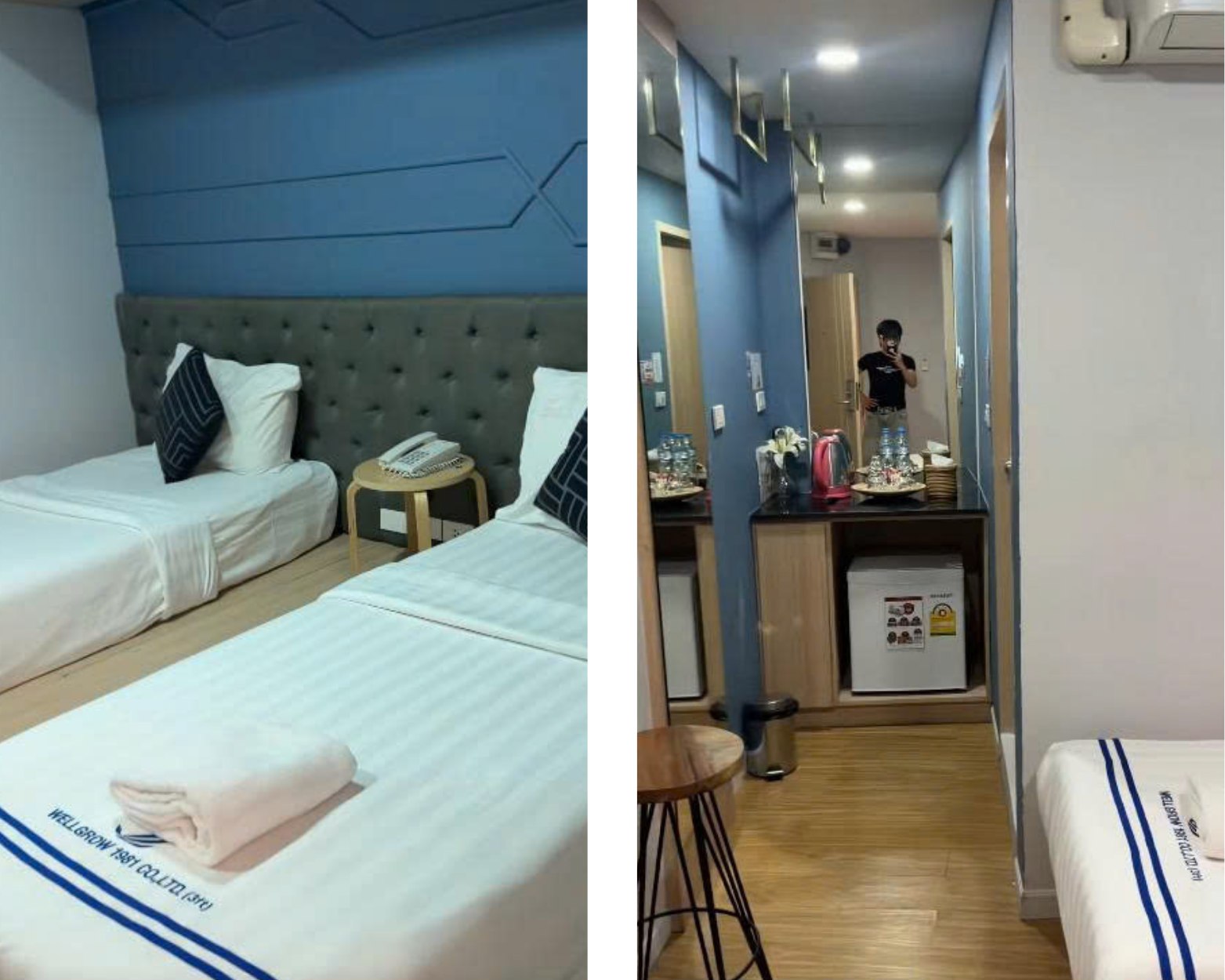 Cận cảnh phòng khách sạn hơn 6 triệu đồng mà nhóm phải tự bỏ tiền ra thuê (Ảnh: Chụp màn hình)