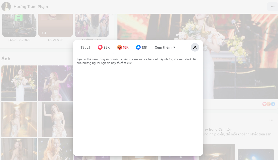 Bài đăng trên fanpage Hương Tràm (cập nhật lúc 17h ngày 16/4 - ảnh cap màn hình))