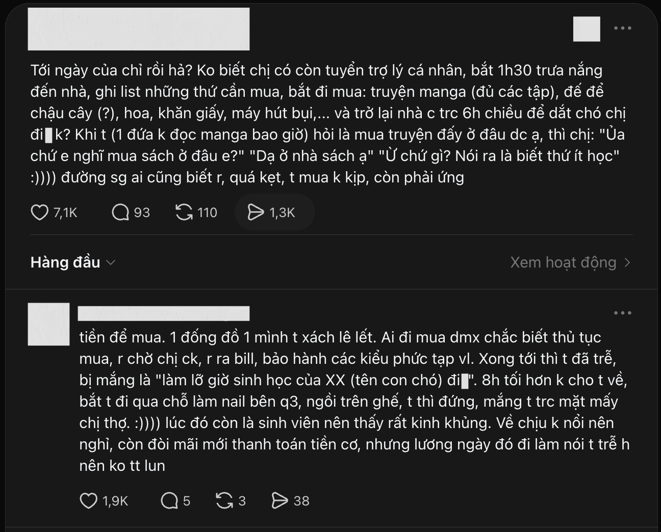 Bài đăng tố 1 nữ ca sĩ của tài khoản tự nhận là trợ lý cũ đang viral trên Threads