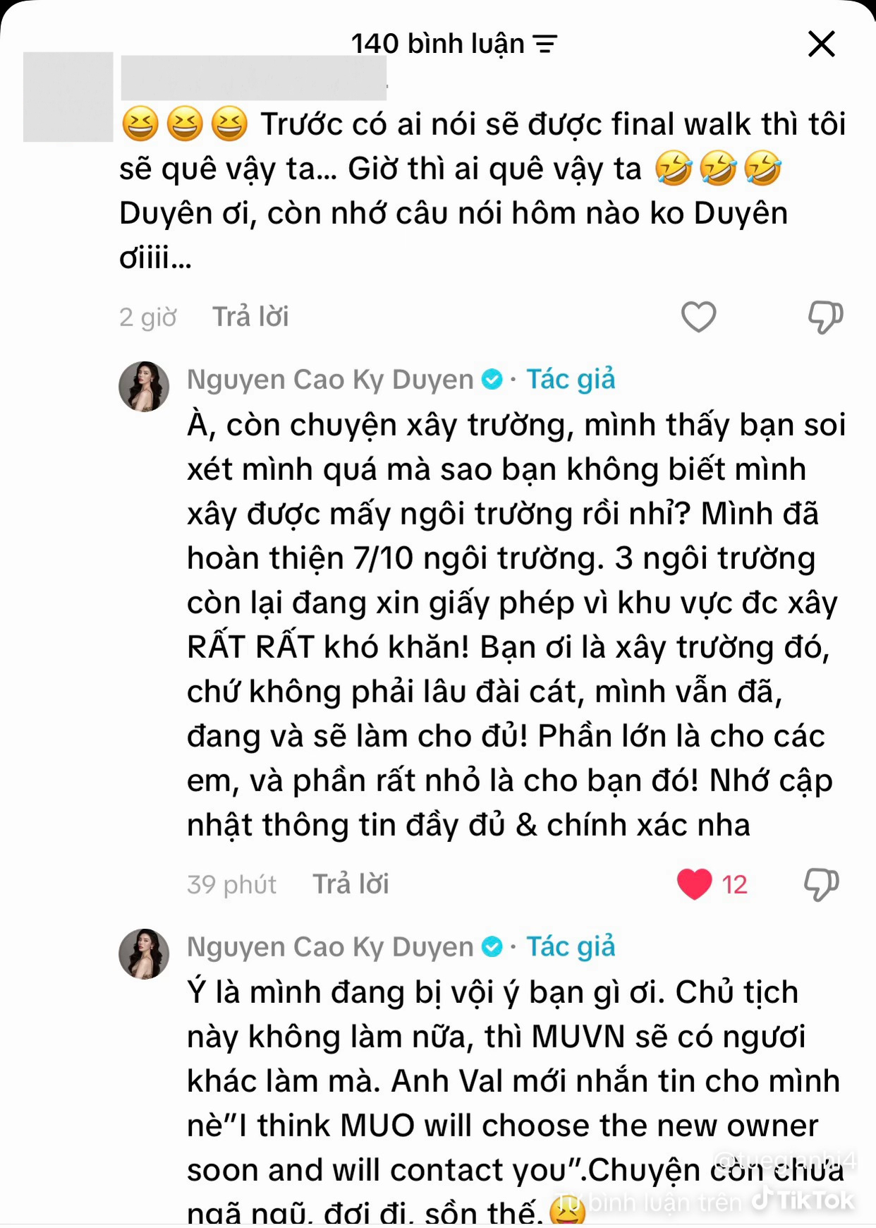 Kỳ Duyên đáp trả cư dân mạng về việc hoàn thành sứ mệnh xây trường học hậu đăng quang