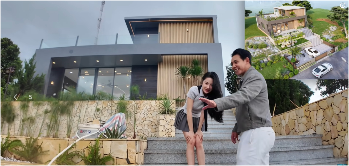 Bên ngoài, ngôi nhà mang phong cách Địa Trung Hải, thể hiện qua việc sử dụng nhiều cửa kính lớn để đón ánh sáng tự nhiên, kết hợp với hệ cây xanh bao quanh như tùng, xương xỉ… tạo cảm giác gần gũi với thiên nhiên - một “đặc sản” không thể thiếu của Đà Lạt.