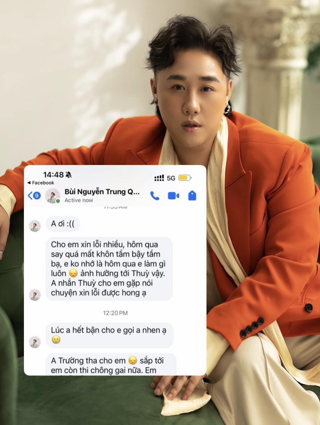 Trung Quân Idol đã có động thái nhắn tin xin lỗi nhưng không được chấp nhận