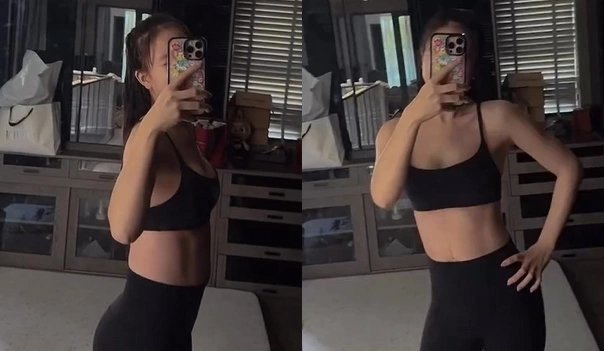 Vợ JustaTee tranh thủ quay lại phòng tập để về dáng sau sinh