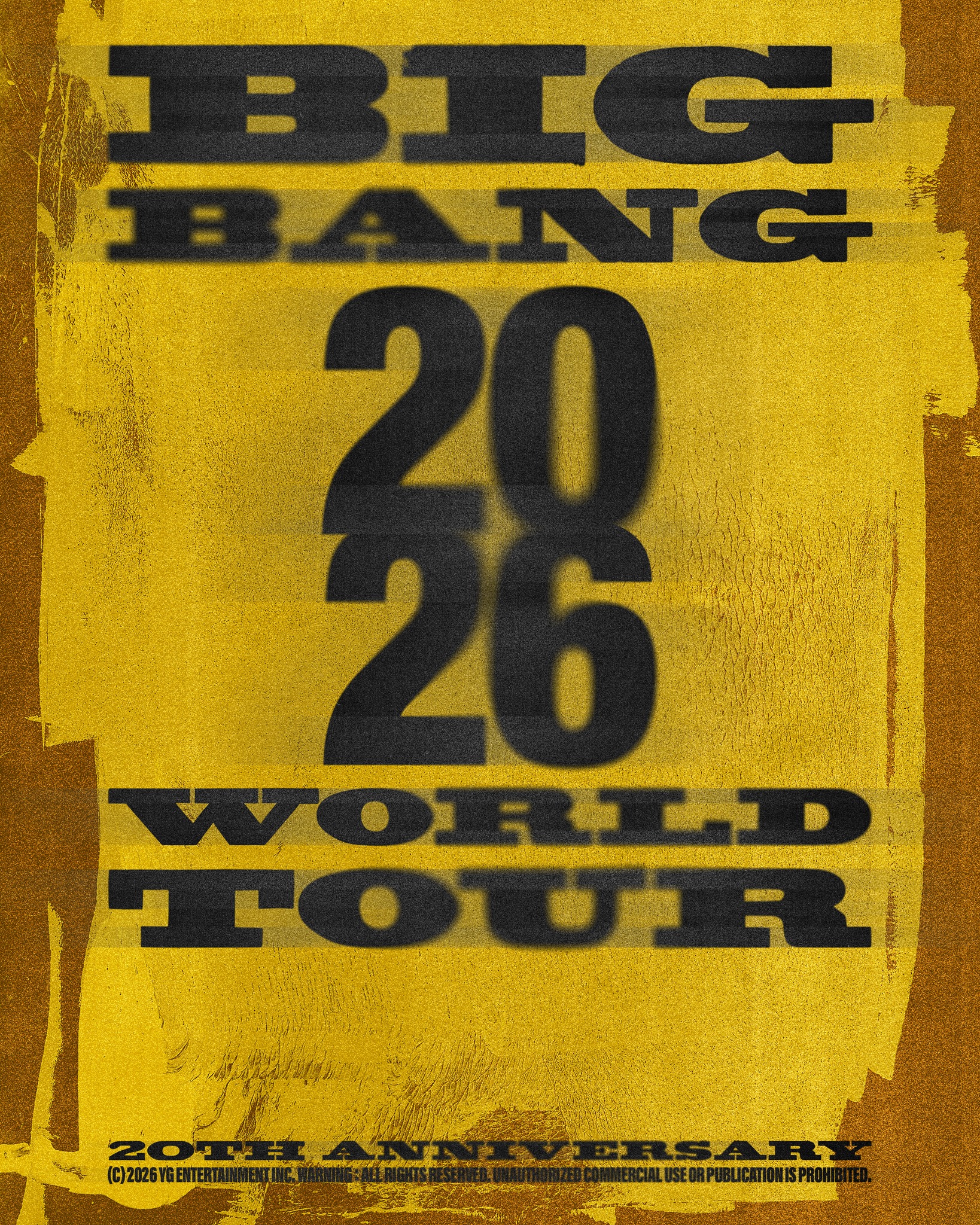 0h ngày 24/4 (giờ Hàn Quốc), tài khoản chính thức của BIGBANG đã đăng tải poster công bố world tour 2026