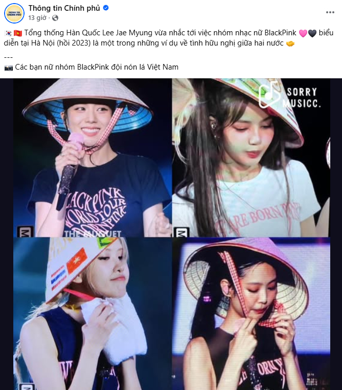 BLACKPINK xuất hiện trên trang Thông tin Chính phủ tối 23/4 (ảnh cap màn hình)