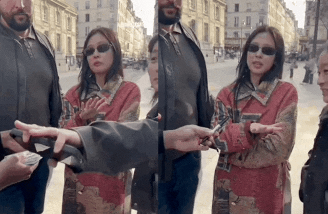 Jennie lộ rõ vẻ bất lực, khó chịu khi bị 1 người đàn ông bám đuôi quay phim và xin lượng lớn chữ ký. Ảnh: X