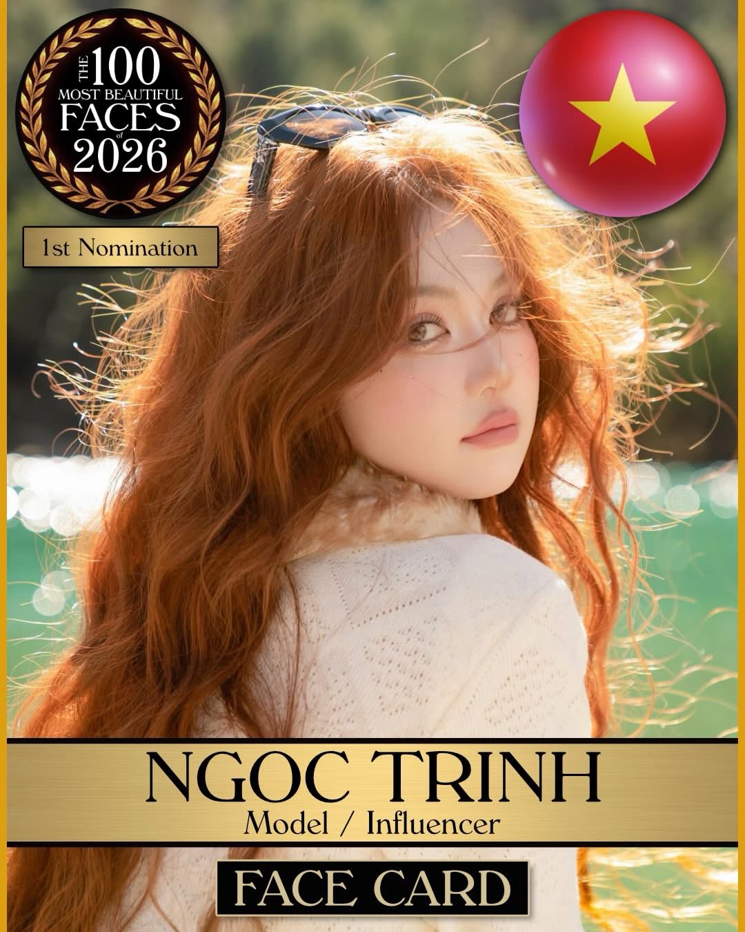 Ngọc Trinh được giới thiệu là người mẫu, influencer trong danh sách đề cử 100 gương mặt đẹp nhất thế giới