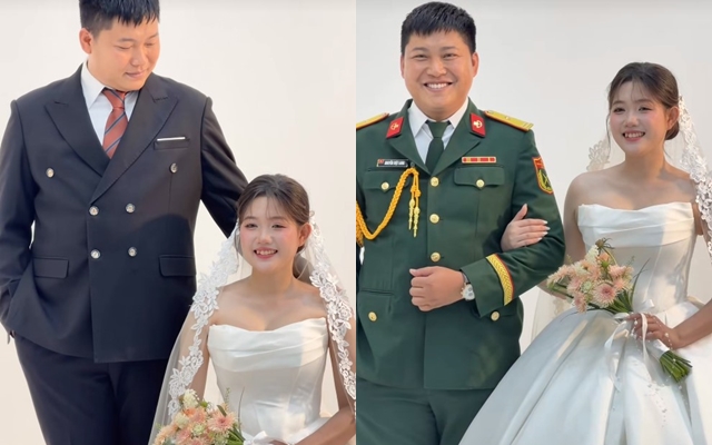 Cô dâu của Mũi trưởng Long xuất hiện, concept cưới đậm chất quân nhân đang được quan tâm lúc này