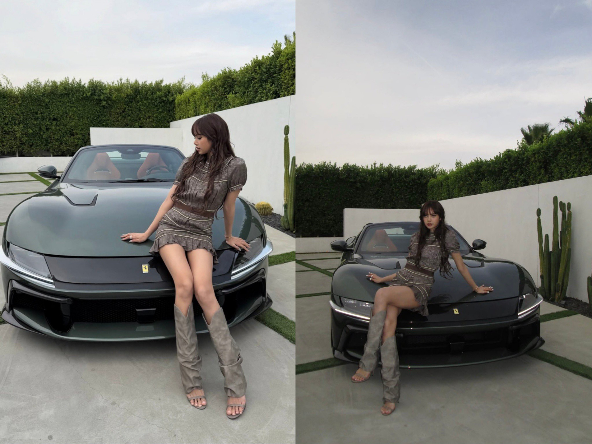 Lisa khoe dáng bên siêu xe Ferrari trong tuần lễ Coachella 2026