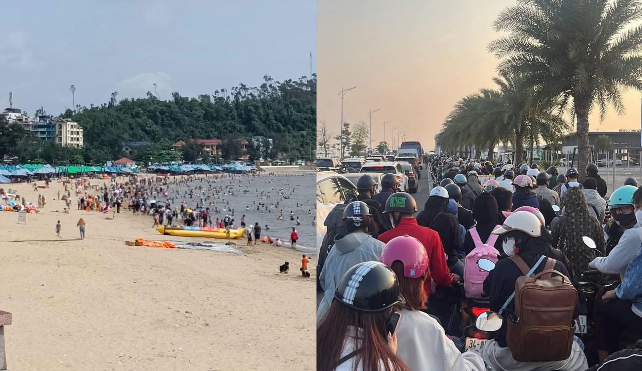 Hải Phòng dịp lễ: một nửa đang “ngâm mình” ở Đồ Sơn, một nửa chưa qua nổi phà. Ảnh: Hải Phòng của tôi