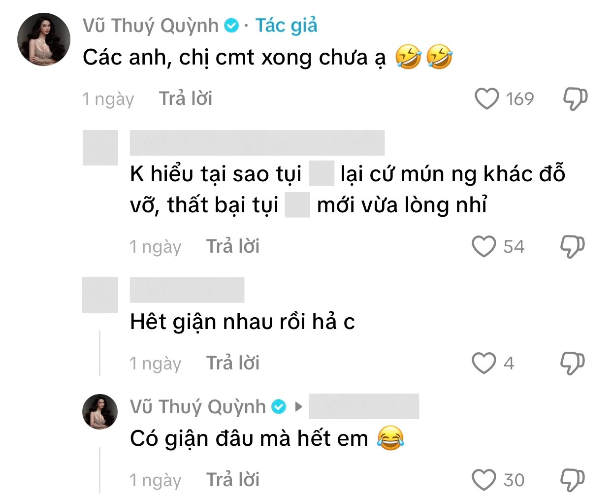 Vũ Thuý Quỳnh phản hồi bình luận thắc mắc về mối quan hệ giữa cô và Đức Phạm
