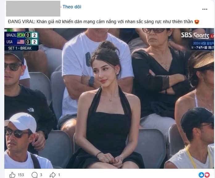 Nhiều fanpage đăng tải hình ảnh cô gái đi cổ vũ thể thao, lọt vào camera thường mà nhan sắc cữ ngỡ là AI. Ảnh chụp màn hình.