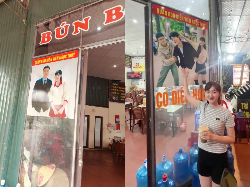 Bố mẹ Ngọc Thủy in ảnh con gái và dàn cast Bước Chân Vào Đời ngay từ bên ngoài quán