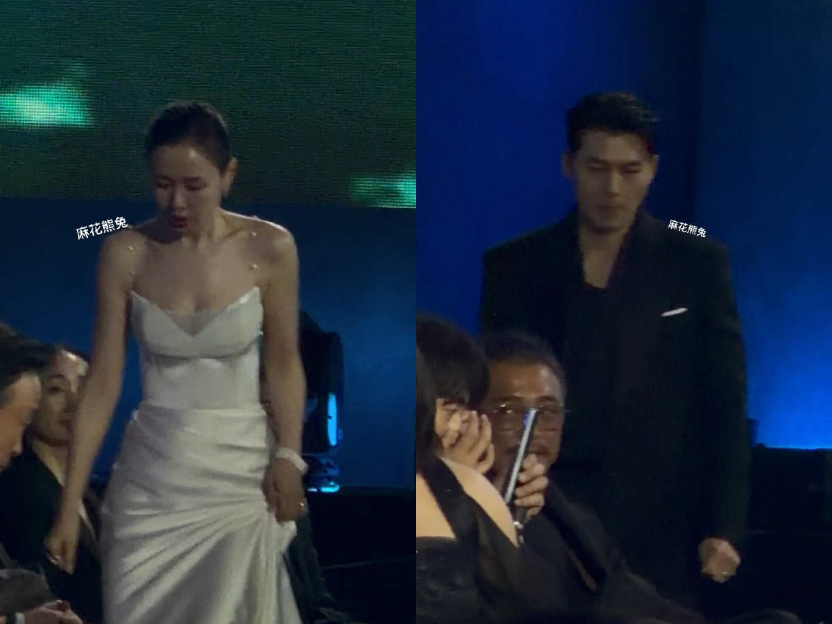 Son Ye Jin - Hyun Bin rời khỏi chỗ của mình trong giờ nghỉ sau đó lại quay lại vị trí ngồi khi buổi lễ trao giải tiếp tục. Ảnh: X