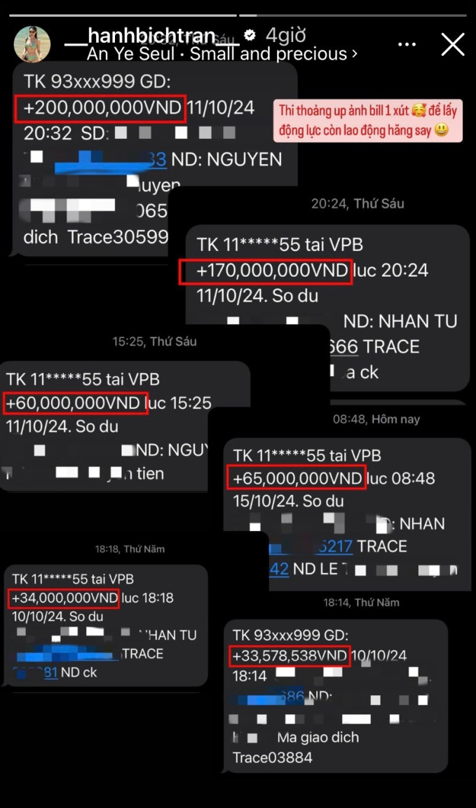 Cô nàng từng gây chú ý khi flex thu nhập.