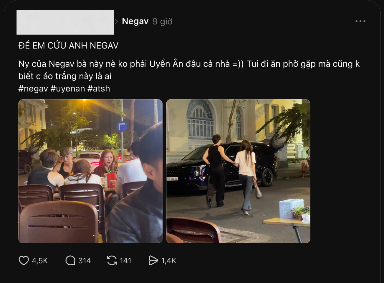 Threads rầm rộ hình ảnh được cho là team qua đường bắt gặp Negav và Uyển Ân