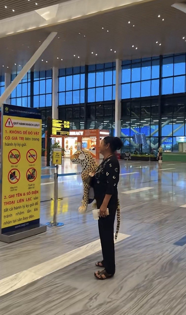 Hình ảnh người phụ nữ ôm “báo đốm” ở sân bay Tân Sơn Nhất gây sốt