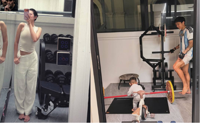 Hiện tại cặp đôi còn làm cả góc tập gym tại gia để đáp ứng nhu cầu rèn luyện, giữ gìn sức khoẻ và vóc dáng