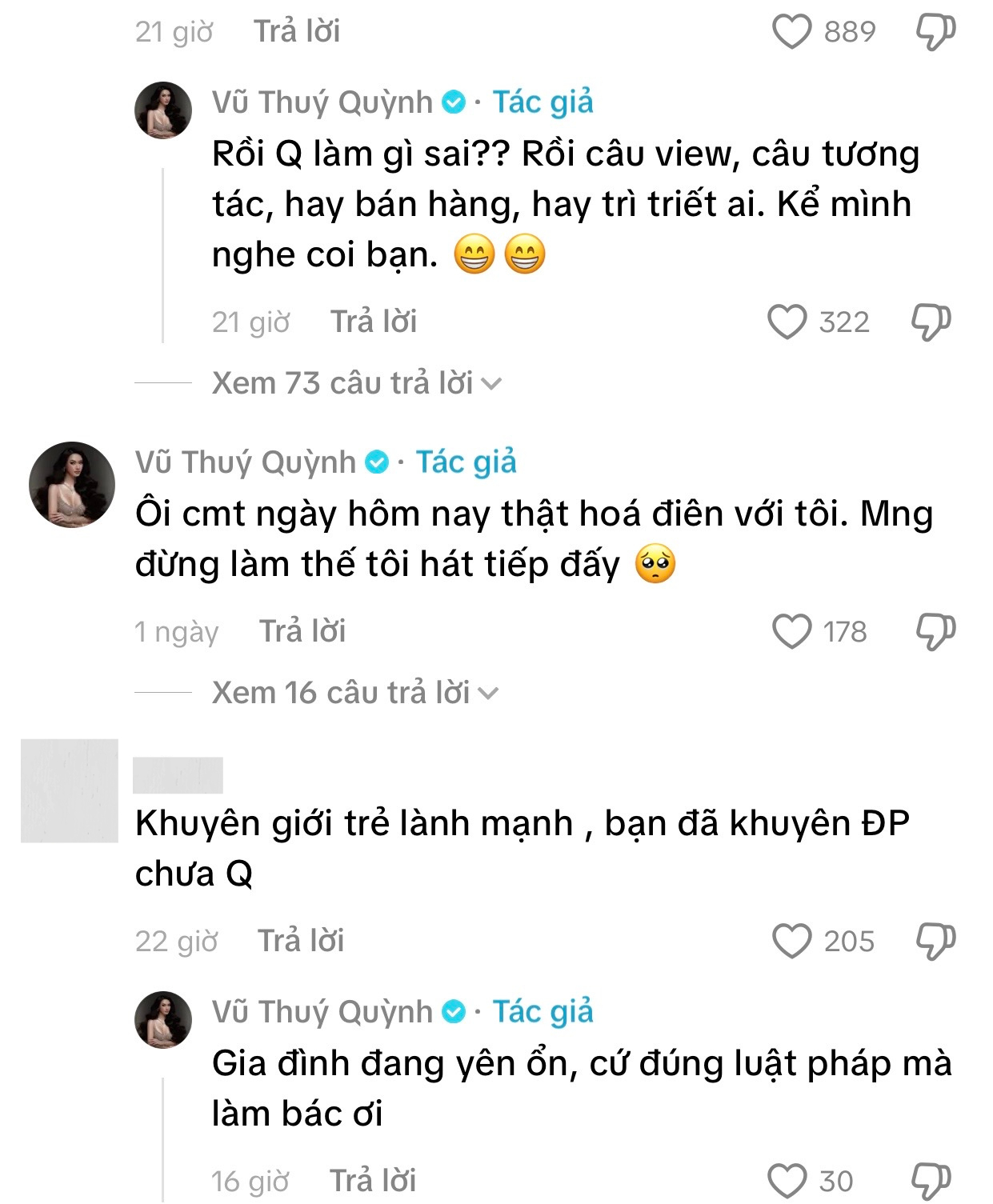 Nàng hậu liên tục đáp trả những ý kiến trái chiều, trong đó có bình luận nhắc đến bạn trai