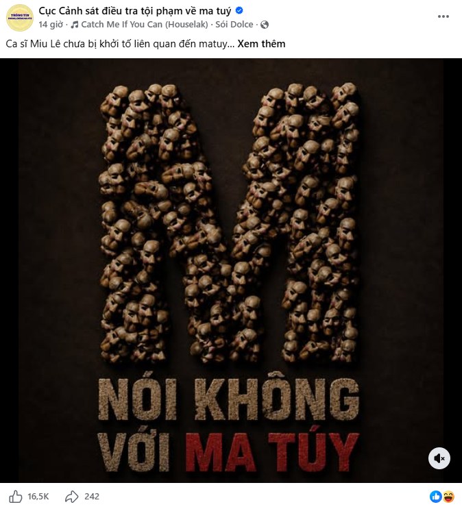 Sản phẩm mới của Sơn Tùng M-TP liên tục lên trang Cục Cảnh sát điều tra về tội phạm ma túy 