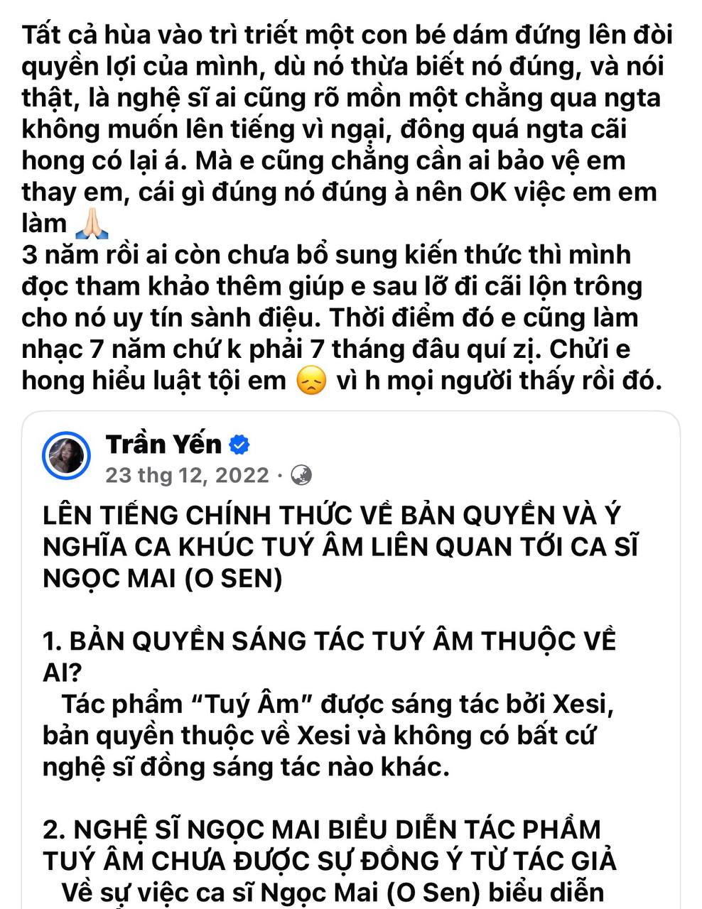 Xesi nhắc lại tranh chấp bản quyền ca khúc Tuý Âm cách đây 4 năm