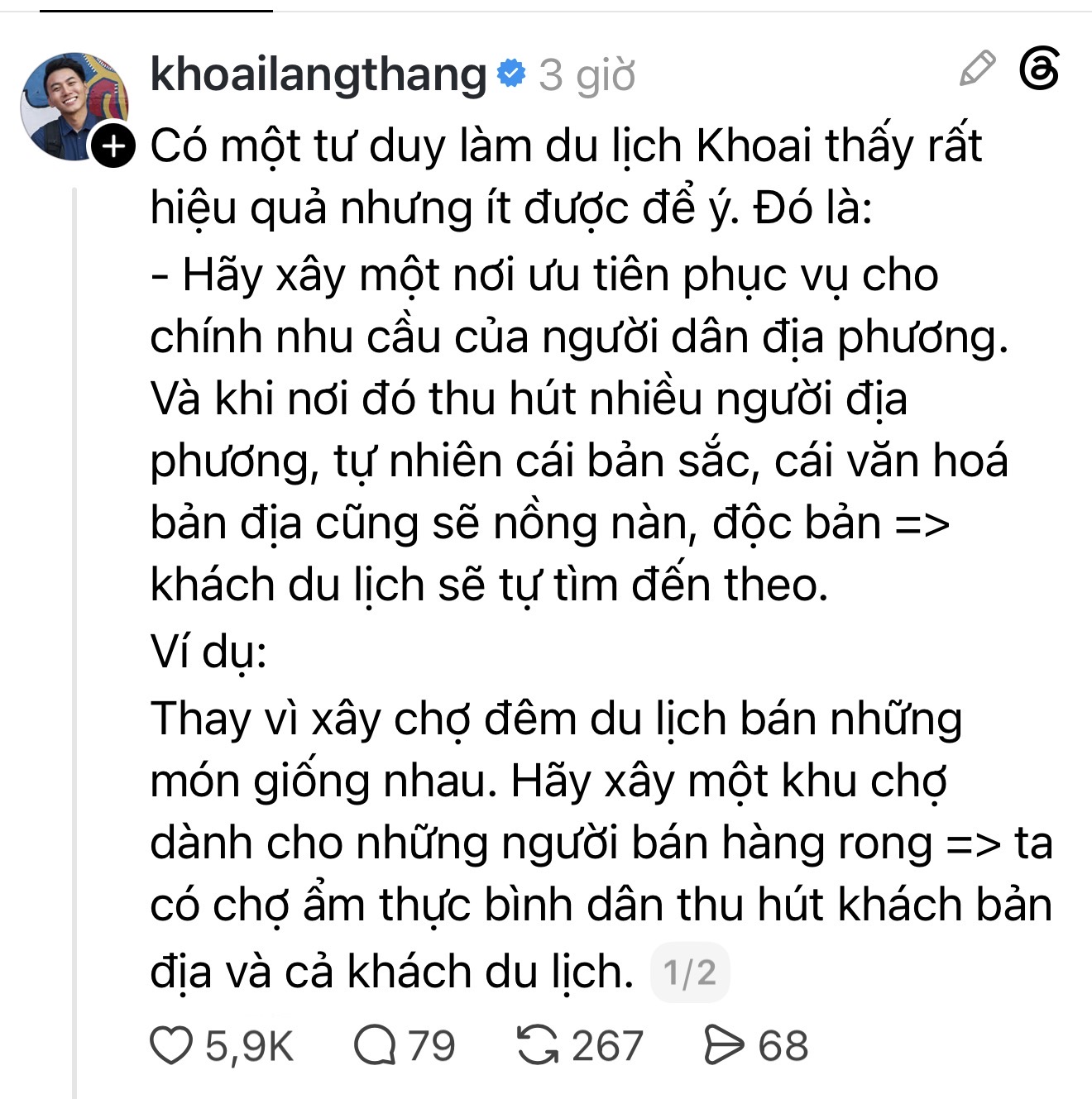 Phát ngôn mới của Khoai Lang Thang gây chú ý