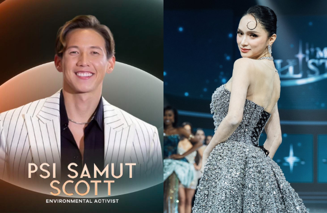 Psi Scott - người đang xảy ra đấu tố với anh trai và mẹ ruột - là giám khảo thứ 8, chấm thi Hương Giang tại Miss Grand International All Stars 2026. Ảnh: Thairath. 