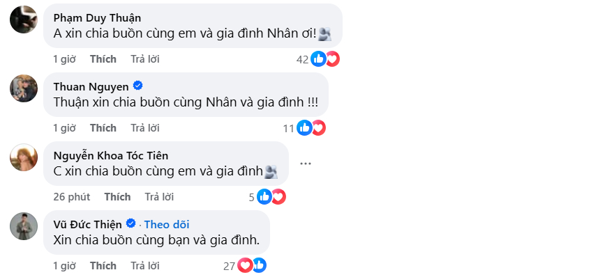 Nhiều đồng nghiệp và khán giả gửi lời chia buồn, động viên nam ca sĩ sớm vượt qua nỗi mất mát