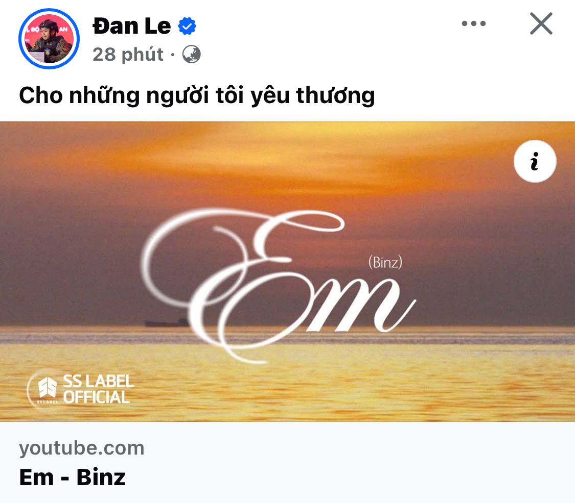 Binz từng tung bài Em vào tháng 10/2025 với lời nhắn 